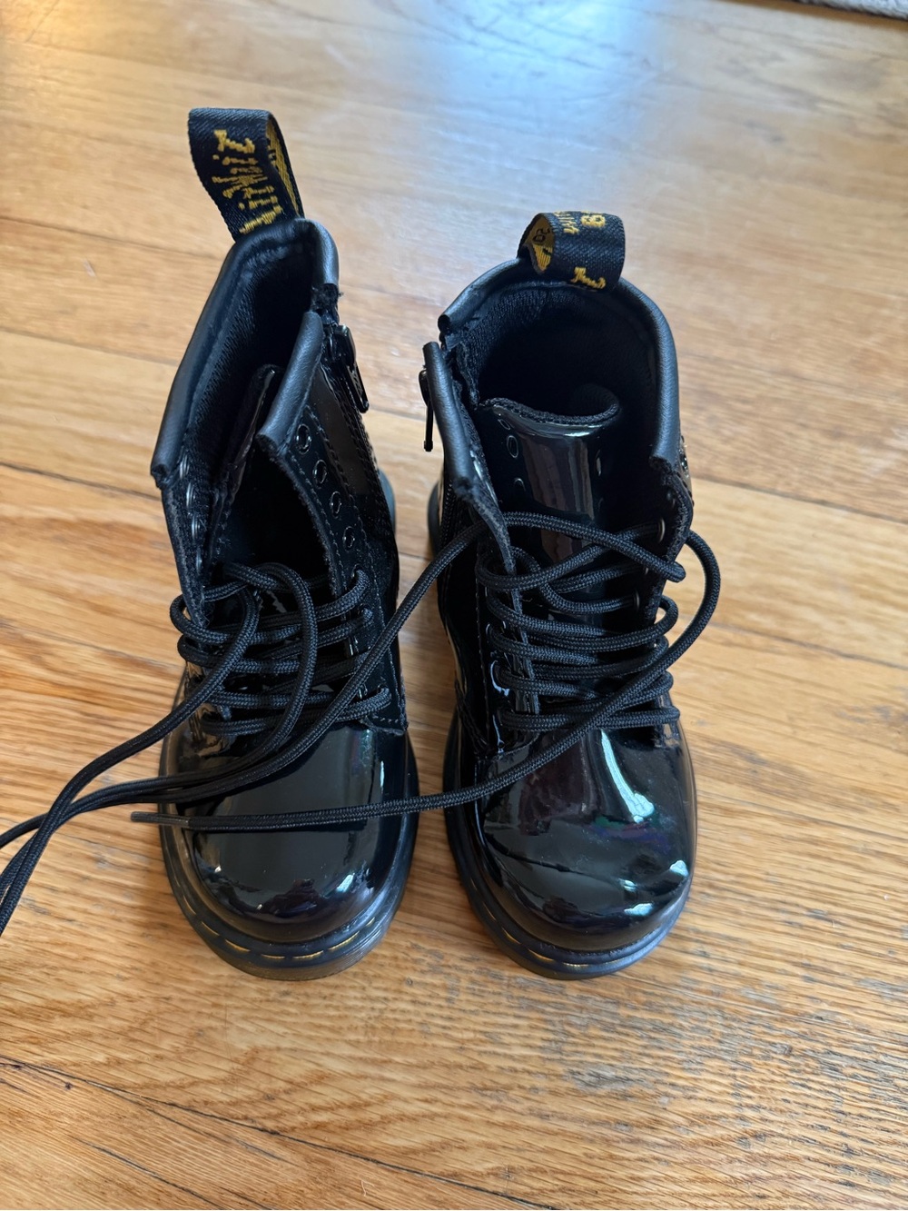 Dr. Martens Black Patent Kids Lace-Up Boots